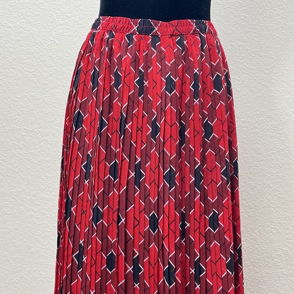 Women’s Plus Size Red Maxi Skirt Checkered Plaid Christmas Print Vintage Pleated - Picture 6 of 17